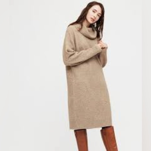 Uniqlo Dresses & Skirts - UNIQLO Women’s Turtleneck Sweater Dress Soft Heathered Oatmeal Beige | Size M